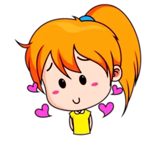 😍 Cartone animato, Ragazza, Amore, Cuori, Carino, Coda di cavallo telegram sticker