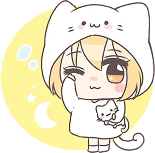 😴 кот, каваи, аниме, милый, наклейка, манга, мультфильм whatsapp sticker