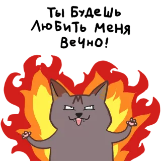 🔥 gatto, fiamme, cartone animato, animale, arrabbiato, adesivo telegram sticker