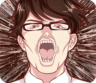 😮 arrabbiato, urlare, urlare, frustrato, anime, cartoni animati, esasperato telegram sticker