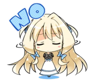 😑 NO Anime, Adesivo, Não, Fofo, Garota telegram sticker