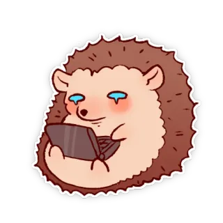 😭 ouriço, laptop, chorando, emoji, fofo, animal, desenho animado telegram sticker