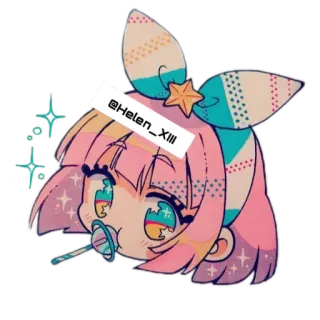 🍭 @Helen_XIII かわいい, カワイイ, アニメ, 星, 女の子, パステル, デジタルアート telegram sticker
