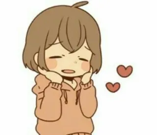 ❤️ chica anime, linda, kawaii, corazones, dibujos animados, ilustración telegram sticker