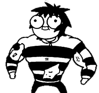 💪 cartoon, muscle, character, black and white, funny, meme whatsapp sticker