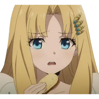 🤨 anime, blonde hair, cartoon, character, female, woman telegram sticker