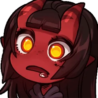 😳 demone, rosso, anime, cartone animato, diavolo, corna, femmina whatsapp sticker