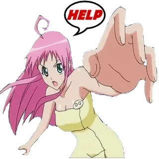 🆘 HELP anime, pink hair, help, girl, cartoon, distress telegram sticker