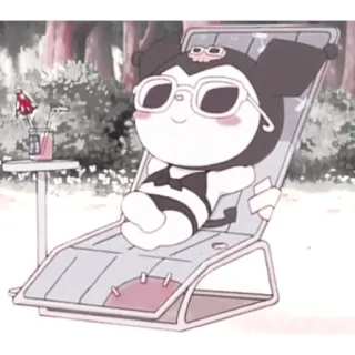 🧬 Kuromi Kuromi, Sanrio, kawaii, playa, relajante telegram sticker