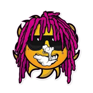🍙 만화, 선글라스, 드레드락, 노란색, 연기 telegram sticker