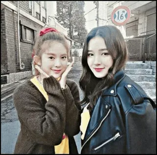 🐣 女性, 友情, ストリート, ポートレート, 韓国, 笑顔, カジュアル telegram sticker