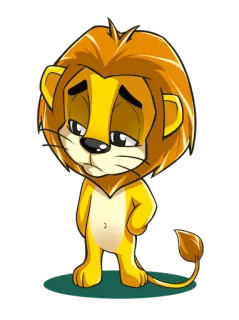 😒 лев, грустный, животное, мультфильм, млекопитающее telegram sticker
