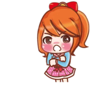 😯 hoạt hình, cô gái, dễ thương, anime, kawaii, tức giận telegram sticker