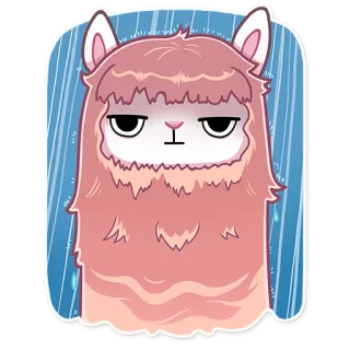 😑 Alpaka, Lama, süß, Tier, Regen, Cartoon whatsapp sticker