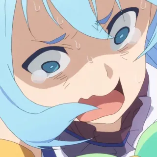 😭 Aqua Konosuba anime, menangis, lucu, emosional, Konosuba telegram sticker