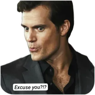 😒 Henry Cavill Excuse you?!? henry cavill, reaction, surprised, stare, expression, meme, sarcastic whatsapp sticker
