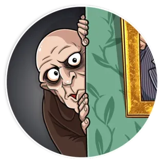 😮 Uncle Fester The Addams Family tenebroso, divertido, dibujos animados, excéntrico, familia telegram sticker