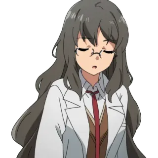 👋 Anime, Ragazza, Scienziata, Camice da laboratorio, Occhiali, Donna telegram sticker