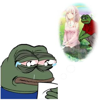 💔 Pepe the Frog pepe, frog, sad, crying, anime whatsapp sticker