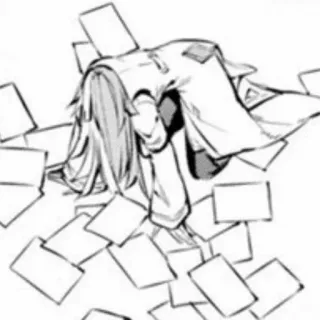 🤍 anime, stres, administrasi, lelah, manga telegram sticker