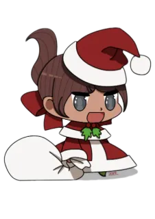 😊 weihnachten, weihnachtsmann, mädchen, anime, cartoon, feiertag, süß whatsapp sticker