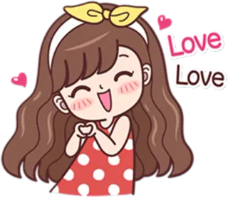 ❤ Love Love Cartone animato, Amore, Carino, Cuore, Ragazza, Felice telegram sticker