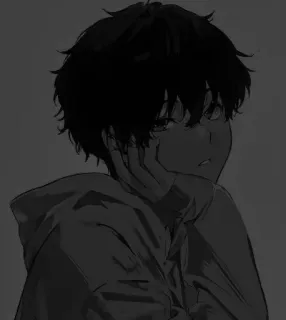 🖤 Аниме, Манга, Парень, Грустный, Худи telegram sticker