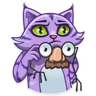 😕 Katze, Verkleidung, Brille, lustig, lila, Aufkleber whatsapp sticker