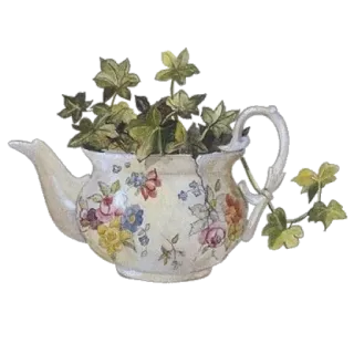 🌾 theepot, bloemen, plant, tuin, vintage, bloemen telegram sticker