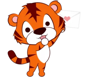 🐯 tiger, animal, cartoon, cute, letter, love, heart telegram sticker