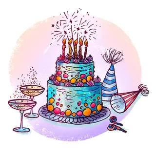🎂 день рождения, праздник, торт, вечеринка, фейерверк, свечи whatsapp sticker