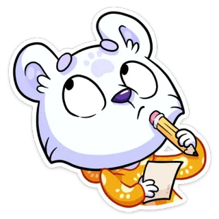 🤔 niedźwiedź, kreskówka, ołówek, pisanie, papier, myślenie, słodki, zwierzę telegram sticker