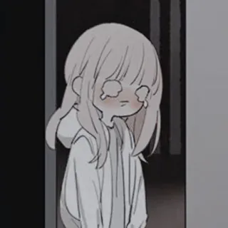 🥟 cartoon, sad, crying, anime style, lonely telegram sticker