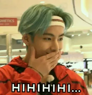 🤔 HIHIHIHI... kpop, bts, taehyung, v, mem, szczęśliwy telegram sticker