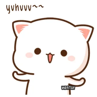 🍥 yuhuvvv~~ wontae. Katze, süß, winkend telegram sticker