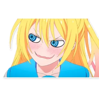 😨 Anime, Manga, Mädchen, Blonde Haare, Grinsen, Cartoon, Animation whatsapp sticker