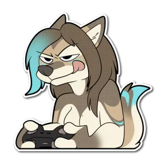 🎮 lobo, antropomórfico, furry, gamer, desenho animado telegram sticker