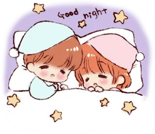 😴 Good night bonne nuit, sommeil, étoiles, dessin animé, mignon, lit telegram sticker
