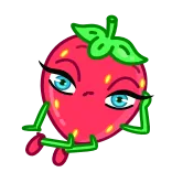 😑 Erdbeere, Obst, Cartoon, süß, kawaii, Animation telegram sticker
