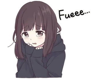 😢 Fueee... garota anime, chorando, triste, kawaii, adesivo telegram sticker