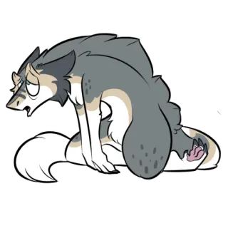 💤 wolf, sad, cartoon, animal, furry, sitting telegram sticker