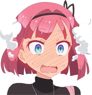 😳 anime, impactada, chica, dibujos animados, personaje, expresión telegram sticker
