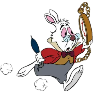 ⏰ White Rabbit Alice in Wonderland 兔子, 时间, 迪士尼, 卡通 whatsapp sticker