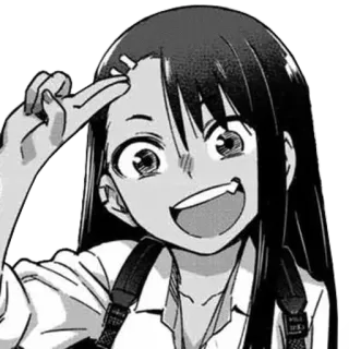 🖤 Nagatoro Don't Toy with Me, Miss Nagatoro anime, manga, nagatoro, anime girl, black and white, character, cartoon, schoolgirl telegram sticker