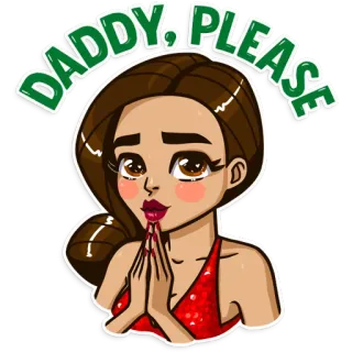 🙏 DADDY, PLEASE การ์ตูน, ผู้หญิง, ขอร้อง, เซ็กซี่, เจ้าชู้, คำขอ telegram sticker
