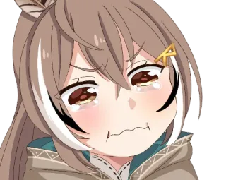 😢 Mumei Nanashi anime, VTuber, Hololive, Nanashi Mumei, triste, llorando telegram sticker