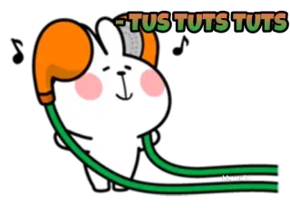 🎶 TUT TUT TUT! conejo, auriculares, lindo, dibujos animados telegram sticker