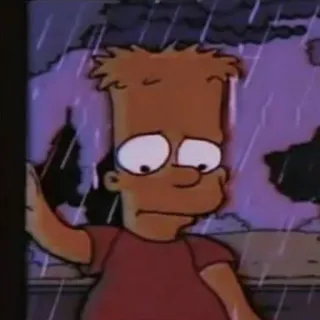 😩 Bart Simpson The Simpsons บาร์ท ซิมป์สัน, เดอะซิมป์สันส์, เศร้า, การ์ตูน, ฝน telegram sticker