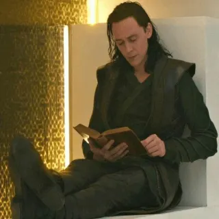 🤓 Loki Loki, Marvel, book, reading, sitting, character telegram sticker