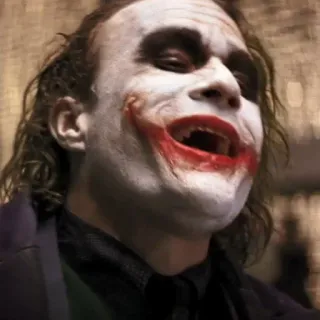 🦇 The Joker The Dark Knight villain, DC Comics, comic book, Heath Ledger, clown, criminal telegram sticker